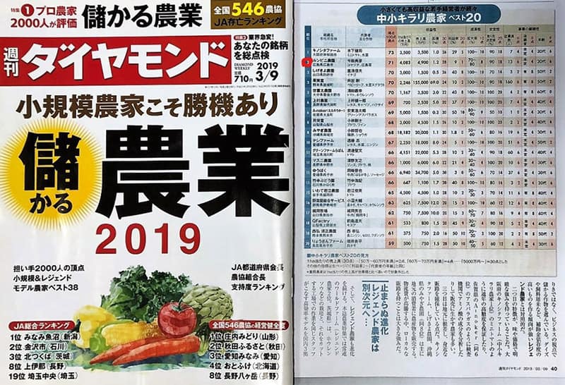 週刊ダイアモンド特集 儲かる農業 で全国第２位に アルム農材